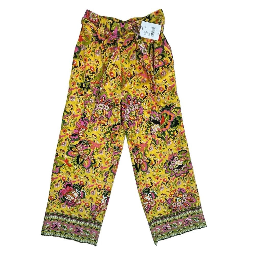 NWT Gibson & Latimer Pull On Casual Wide Leg Pants Linen Blend Floral Belt Sz S - Picture 2 of 15